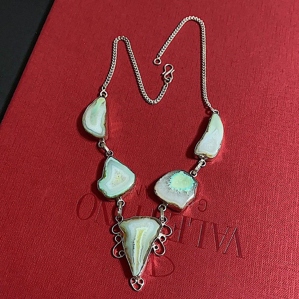 🖤RARE COLOR💕agate silver necklace - Picture 4 of 15